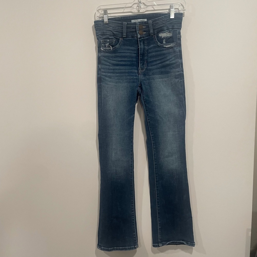 BKE Parker High Rise Tailored Bootcut Distressed Jeans 24x29.5 AXB599S